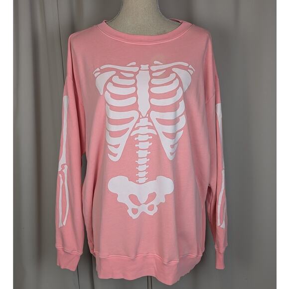 Wildfox Inside Out Baggy Beach Sweatshirt Pink and White Size M - Picture 15 of 15